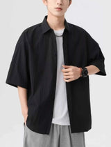Men's Full Size Textured Short-Sleeve Shirt Plus Size